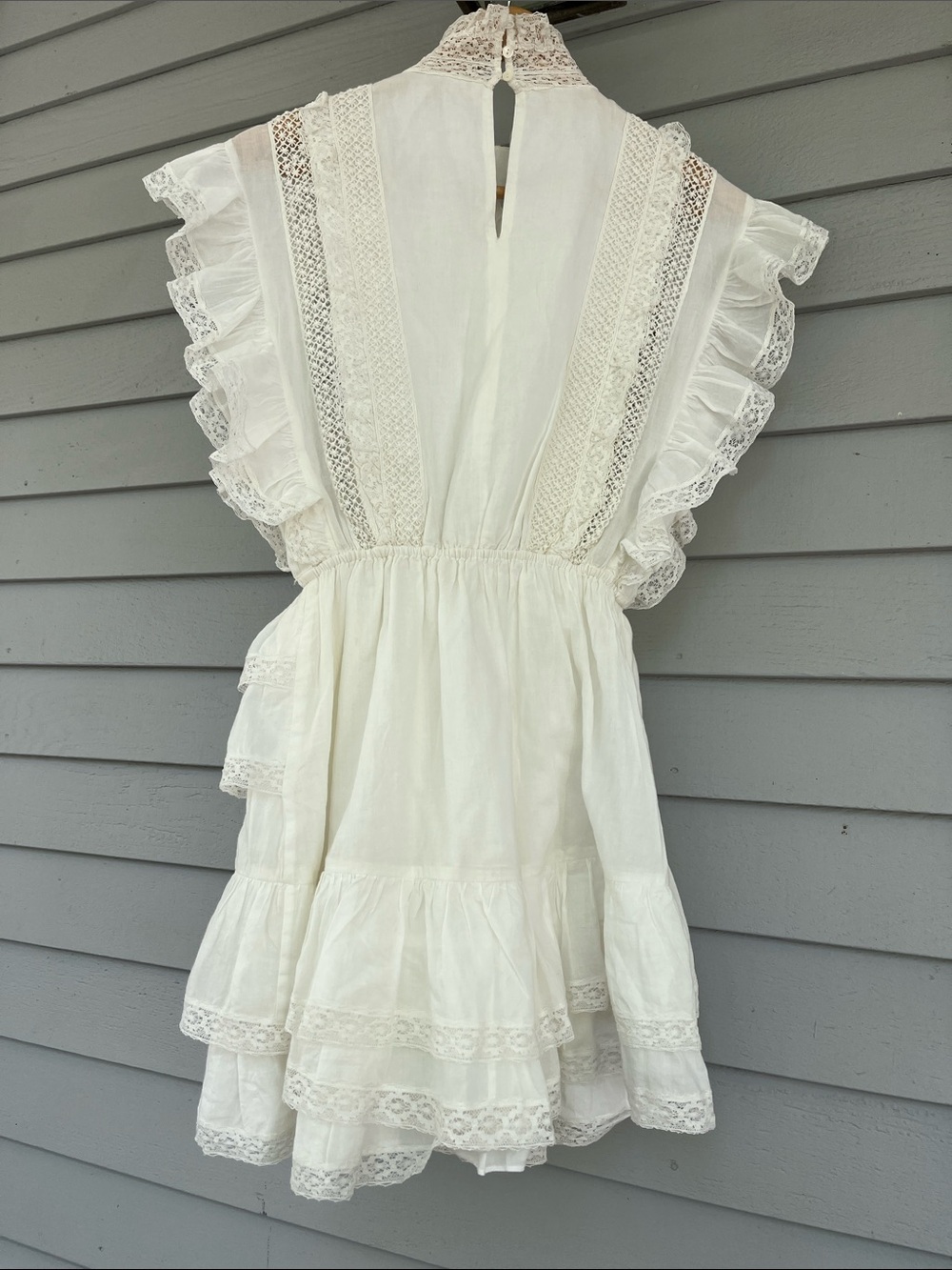 Ulla Johnson Mini Dress White Lace Ruffle Eyelet Dress US 0 - Picture 8 of 12